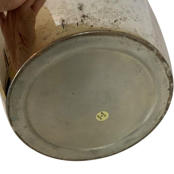 Vintage Round Metal Waste Basket With Embossed Brass Trim Made In India - Picture 7 of 7